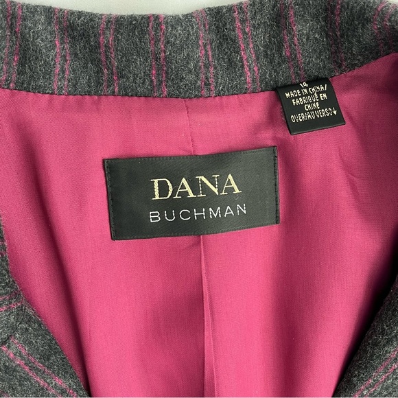 Vintage Dana Buchman Women’s Wool Cashmere Gray Magenta Striped Pant Suit 14 - Picture 8 of 14